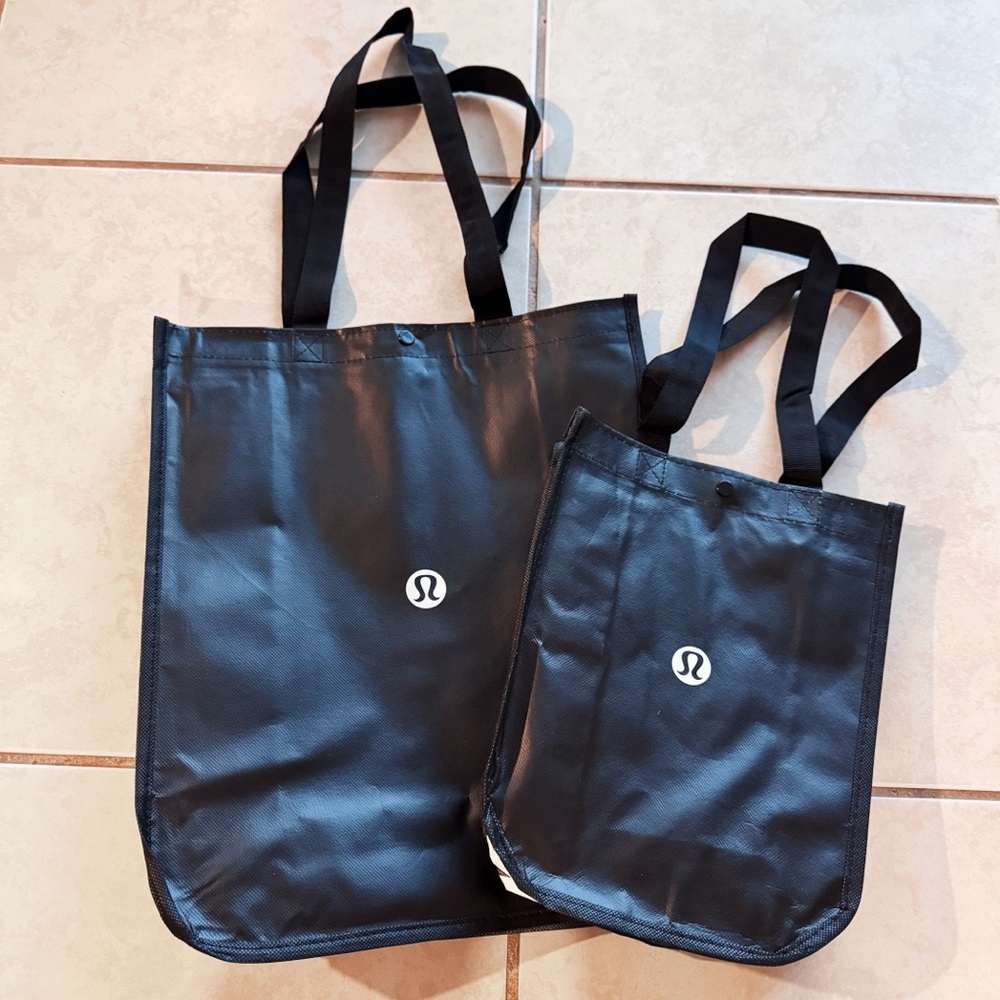 NEW Lululemon Black Tote Bags Set - Large and Small Set of TWO